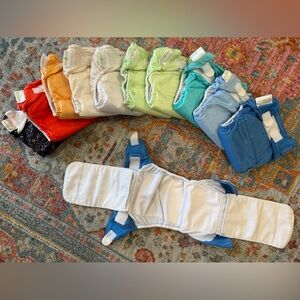 BumGenius Cloth Diaper Set with Blue, Light Blue, Green, Yellow, Orange, White